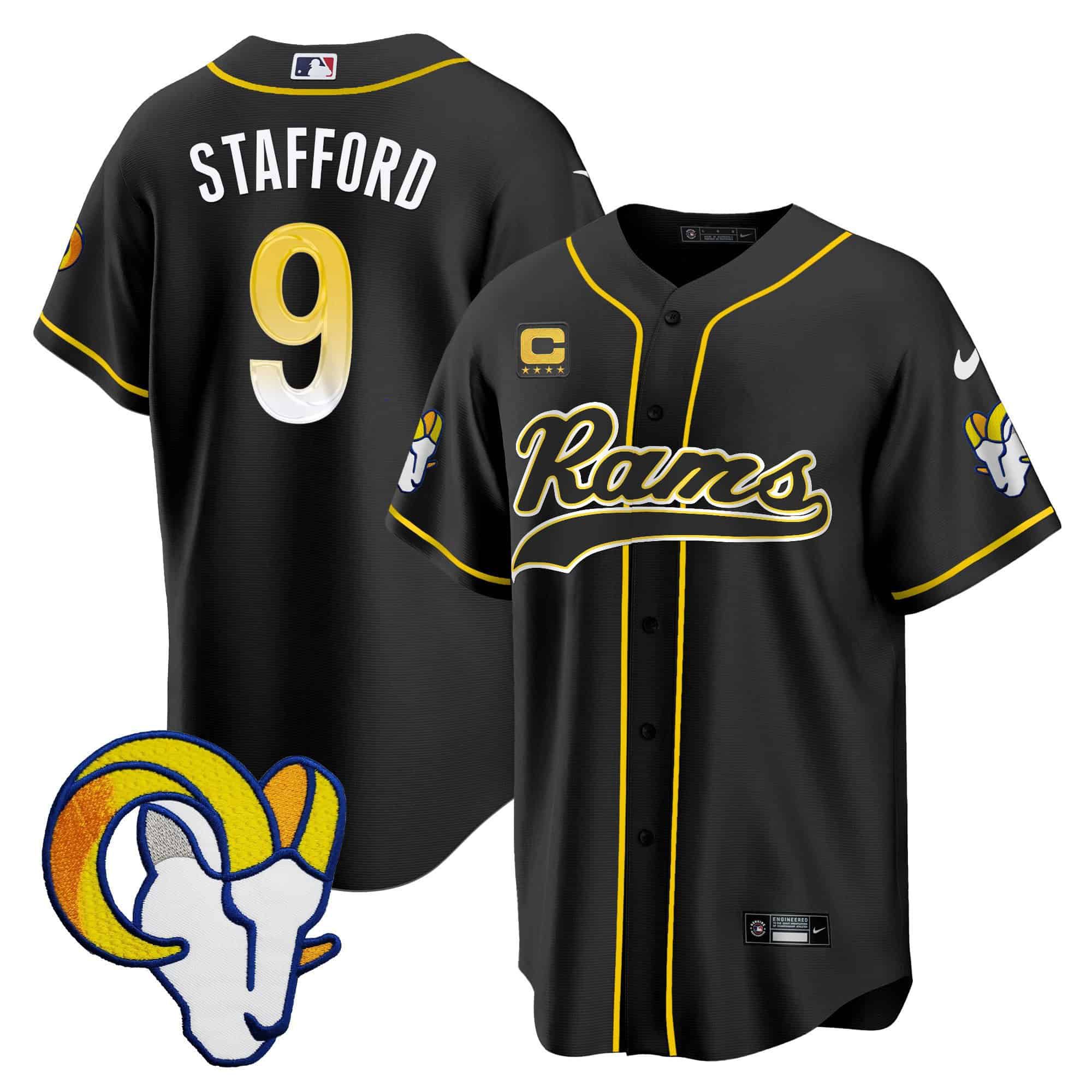 Men Los Angeles Rams #9 Stafford Black 2024 Nike Baseball NFL Jersey style 1->indianapolis colts->NFL Jersey